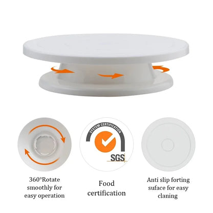 Plastic Cake Turntable: Rotating Stable Stand for Baking Decoration - DIY Mold, Anti-Skid Round Cake Table