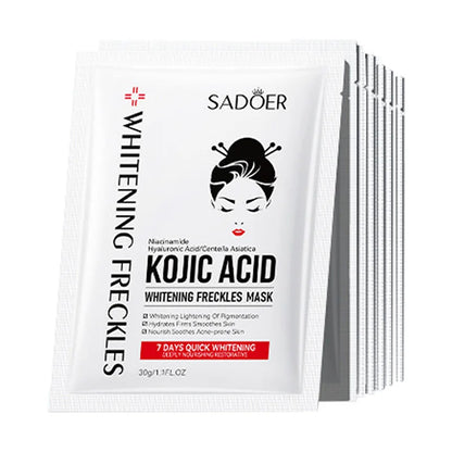10pcs SADOER Kojic Acid Facial Sheet Masks — Moisturizing, Brightening & Hydrating Skincare