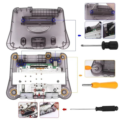 2-Pack Transparent Orange & Purple N64 Replacement Housing Shell – Translucent Case for Nintendo N64 Console