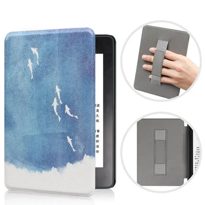 6" Kindle 11th Generation 2024 Case | PU Leather Ebook Cover with Hand Strap & Auto Wake Sleep