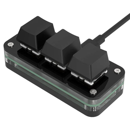 RGB 3-Key Mini Macro Keyboard — Hotswap Keypad for Photoshop, Gaming & Programming