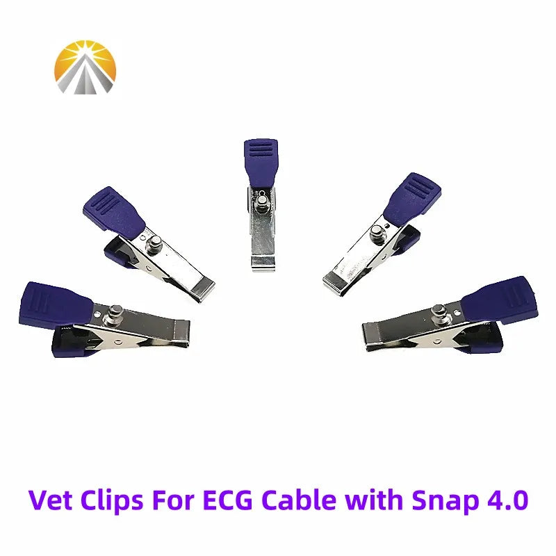 Multi-Function Veterinary ECG Clips — EKG Electrodes for Animals with DIN 3.0, Banana 4.0, or Snap 4.0 Cable Compatibility