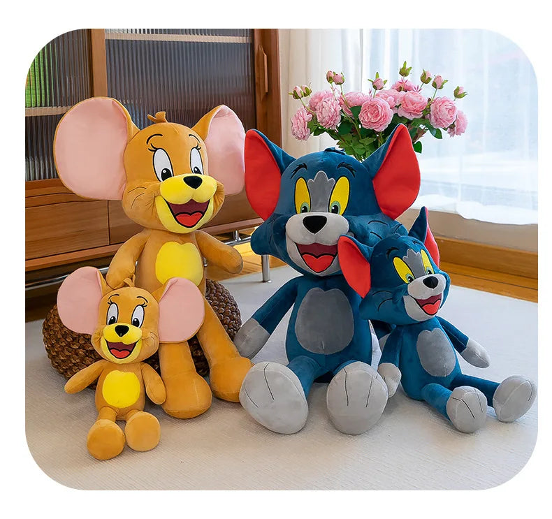 35/45/65cm Cute Cat & Mouse Plush Doll — Large Tom & Jerry Cartoon Stuffed Toy, Children's Soothing Companion Gift