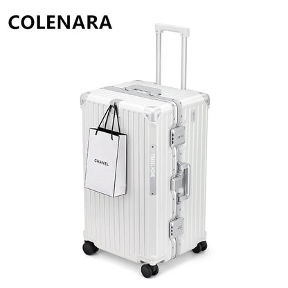COLENARA Aluminum Frame Suitcase — High-Quality Large Capacity Trolley Travel Bag, 24", 26", 28", 30" Rolling Luggage