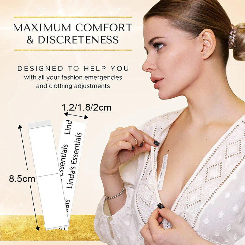 50pcs Clear Lingerie Tape | Anti-slip Double-sided Body Adhesive | Safe Dress Cloth Tape for Skin and Bra | Invisible Safe Strip