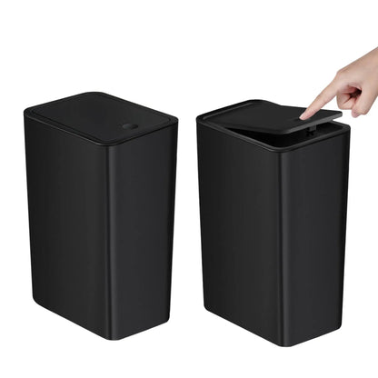 10L Bathroom Trash Can with Press Top Lid – Small Plastic Garbage Bin for Toilet, Bedroom & Living Room