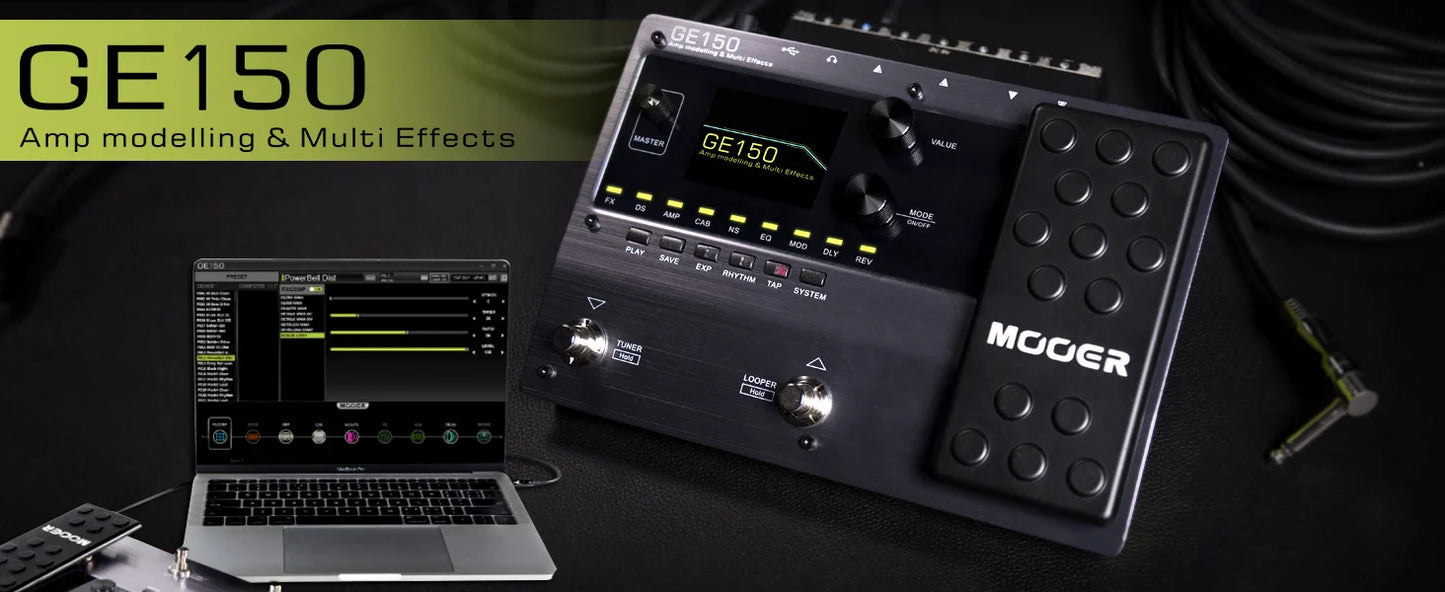 MOOER GE150 Electric Guitar Amp Modeling Pedal – Portable Multi-Effects Processor with Expression & IR Loading
