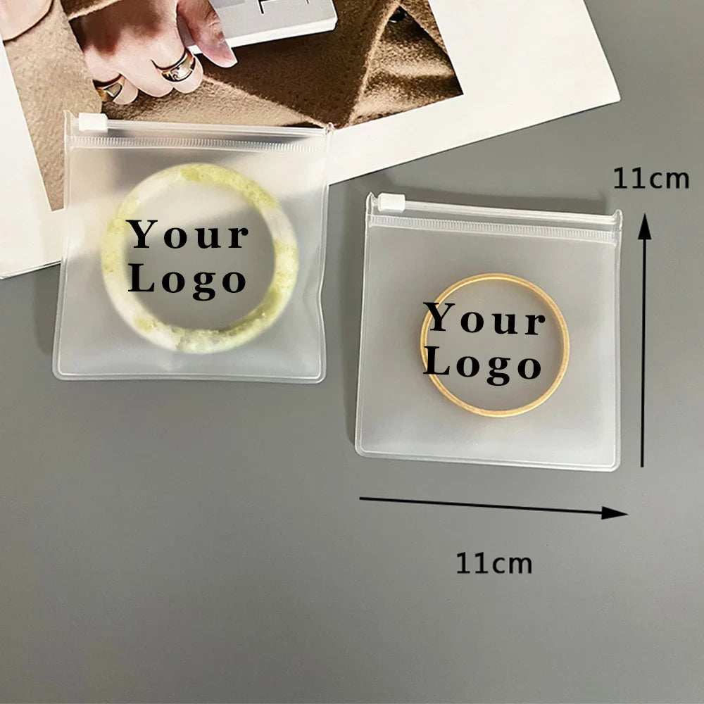 Personalized Transparent EVA Jewelry Zipper Bag – Frosted Plastic Storage Pouch for Ring, Earring, Necklace & Bracelet Packaging