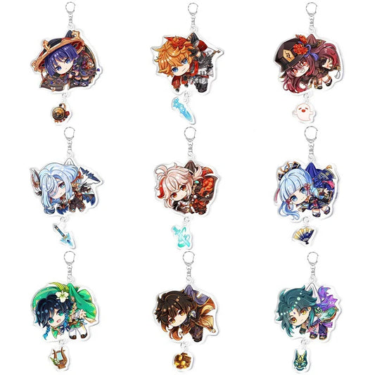 Genshin Impact Keychain – Acrylic Figure & Metal Holder Key Ring for Kids, Girls & Men