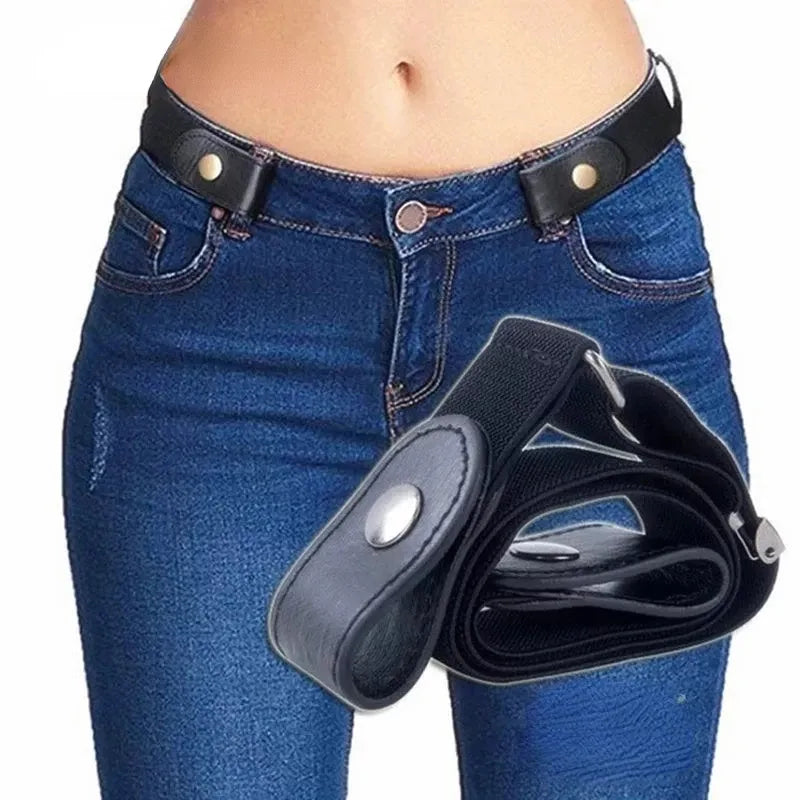 No Buckle Stretch Elastic Waist Belt - Buckle-Free Belt for Jeans, Pants, Dresses - No Bulge, No Hassle Waist Belt for Women/Men