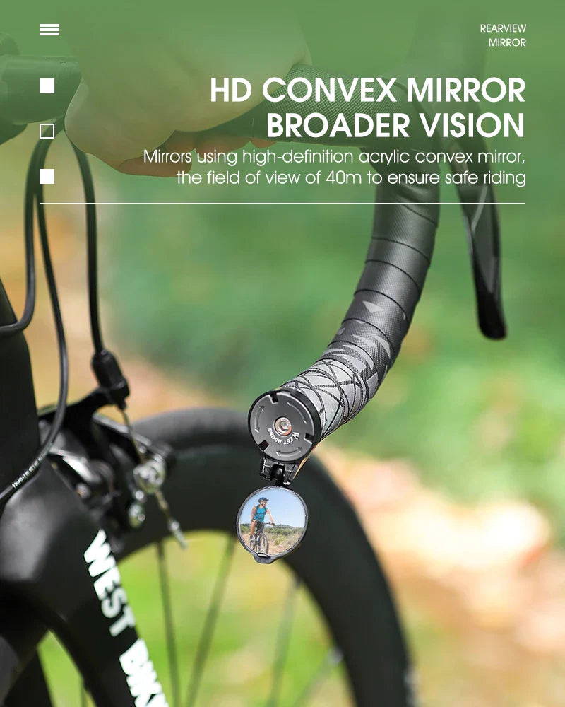 WEST BIKING Adjustable Bicycle Rearview Mirror – Universal Convex Handlebar End Mirror for MTB & Road Bikes