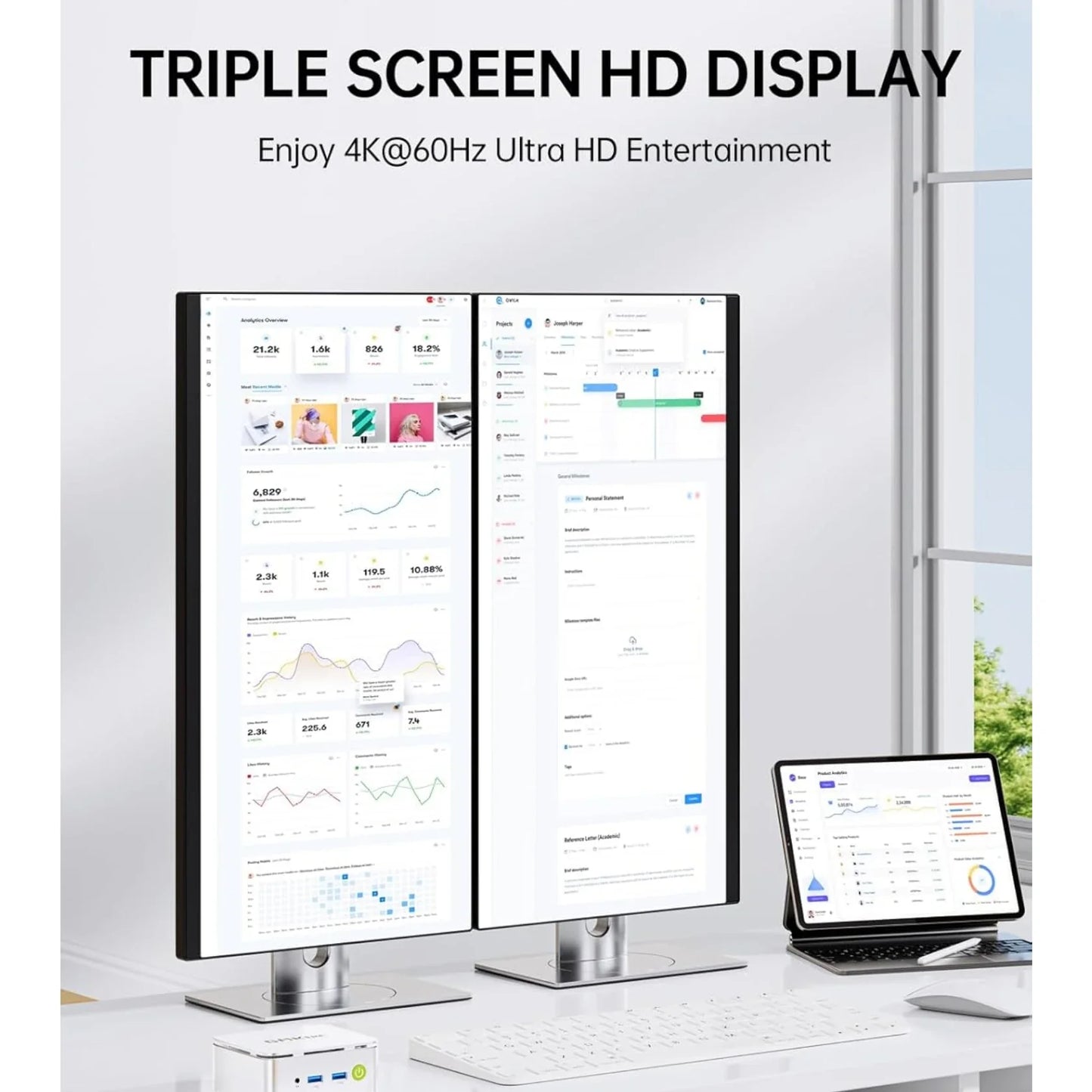 GMKtec G10 Mini PC – AMD Ryzen 5 3500U Desktop, 2.5GbE LAN, WiFi 5, Type-C, Triple 4K Display