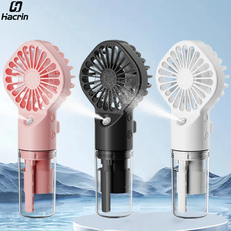 Portable Mini Humidifier Fan – USB Rechargeable Handheld Mist Fan with Water Spray, Personal Cooling Fan