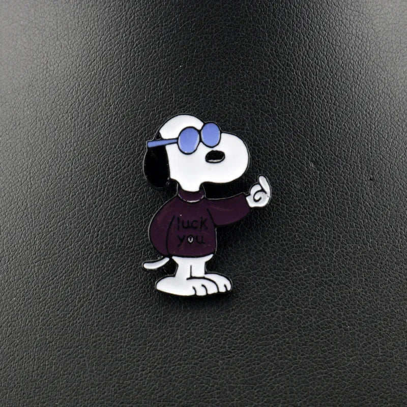 Kawaii Snoopy Alloy Brooches – Cartoon Lapel Pins for Jackets, Backpacks, Clothes, and Kids’ Gifts