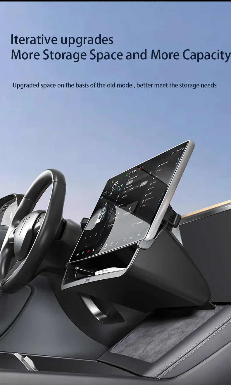 Herval Under-Screen Storage Tray for Tesla Model Y/3 2021-2025 Highland – Hidden Anti-Slip Storage Box