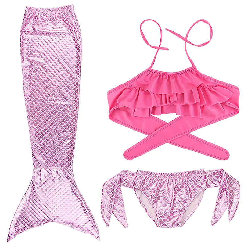 Little Girl Mermaid Tail Swimsuit — Kids Beach Bikini Cosplay Costume, Perfect Birthday Gift for Girls