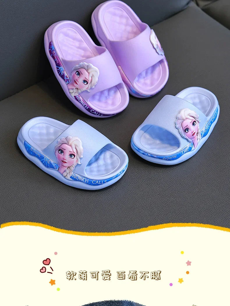 Disney Frozen Elsa Girls Slippers — Cute Cartoon Anti-Slip Soft Sole Summer Sandals