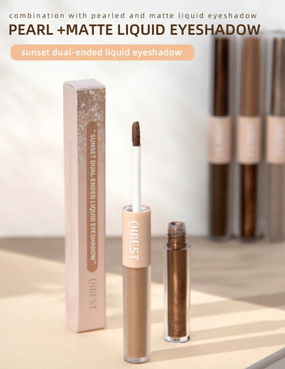 QIBEST Double-Head Glitter Liquid Eyeshadow – Contour Blush, Shimmer & Matte Pigment for Natural Cheek & Eye Makeup