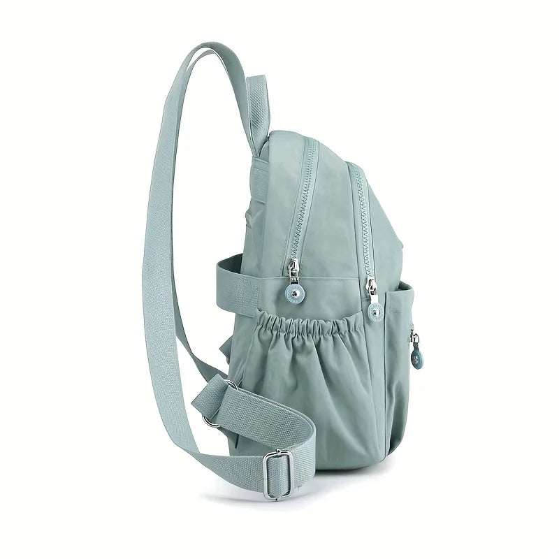 Solid Color Nylon Backpack - Lightweight, Fashion Daypack for Work and Travel, Luggage-Hangable School Bag