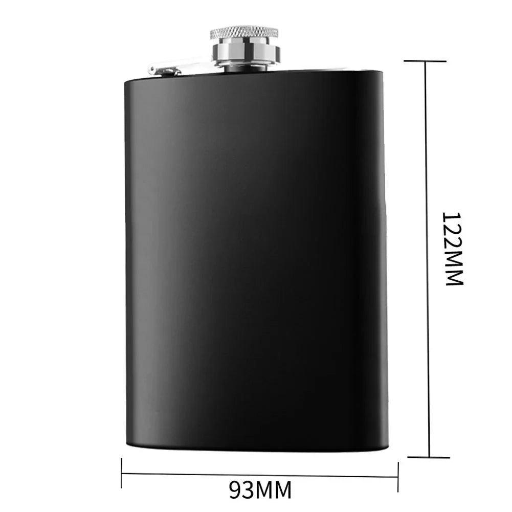 Black Stainless-Steel Hip Flask 6/8oz - Whiskey Liquor Wine Bottle, Portable Pocket Flask for Outdoor Travel and Camping, Ideal Gift