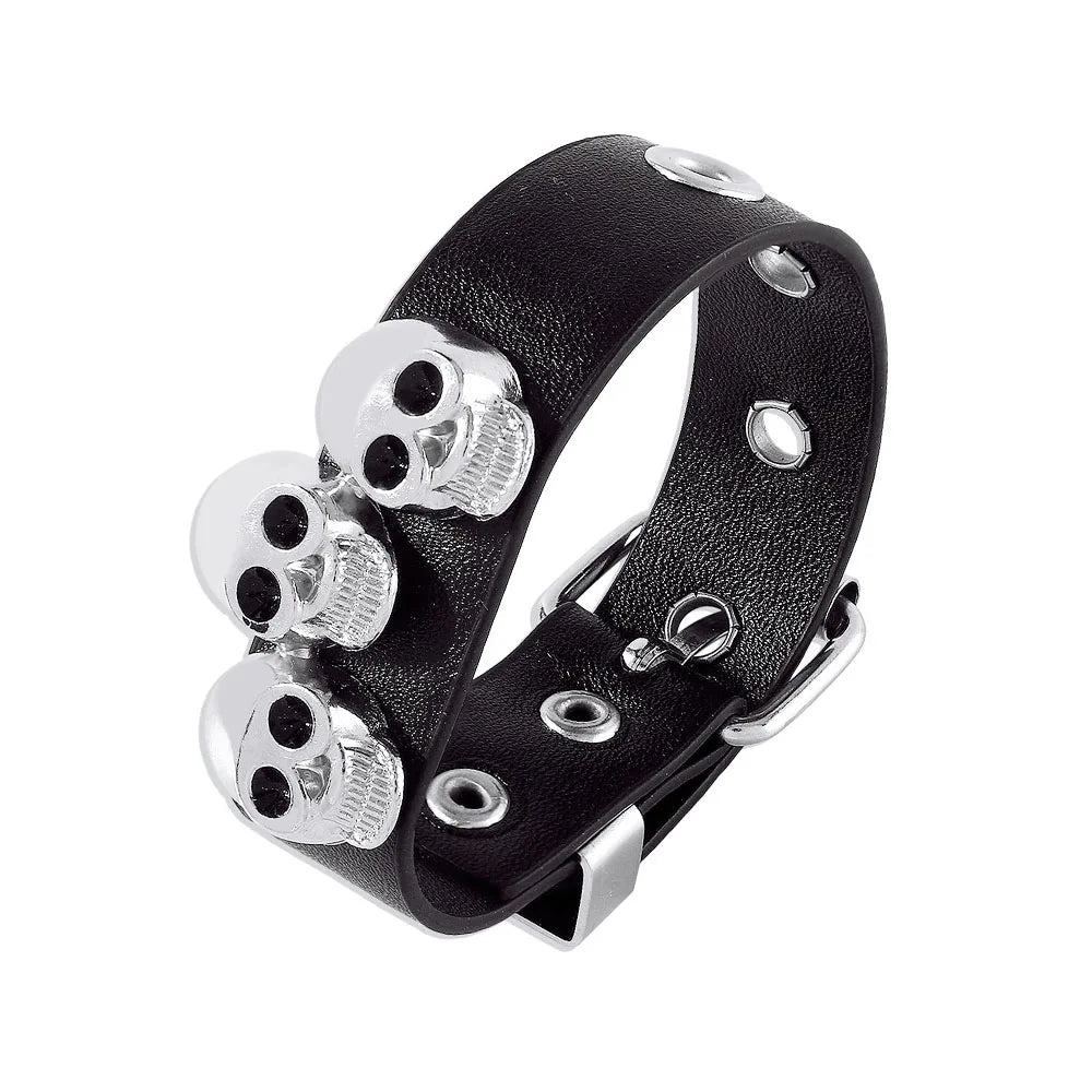 2024 Punk Cool Adjustable PU Bracelet for Men & Women – Vintage Gothic, Hip Hop, Rock, Kpop Dancer Jewelry Accessories