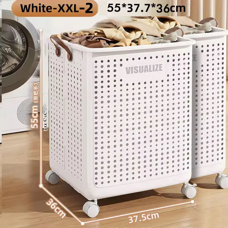 Foldable Laundry Hamper with Wheels — Portable Clothes Basket for Washing & Storage