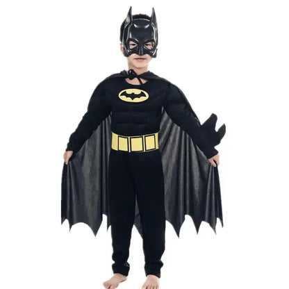 Kids Boys Muscle Superhero Costume — Movie Character Cosplay with Mask & Cloak for Halloween Party