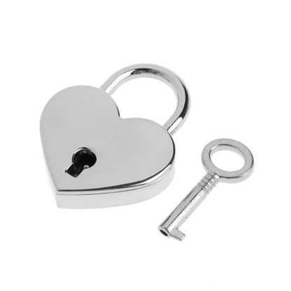 30x39mm Antique Heart-Shaped Padlock – Vintage Pink Romantic Key Lock for Diaries, Weddings, and Jewelry