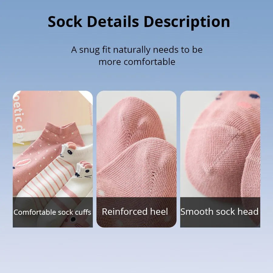 Women's Pink Cat Short Tube Socks - Cute Low Top Casual Socks, 5/10/20 Pairs