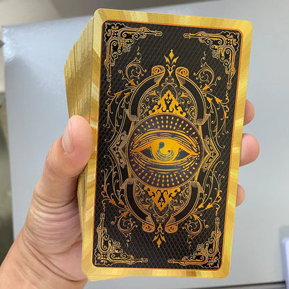 Spanish & English Golden Foil Tarot Deck – 12x7cm Prophecy Cards for Beginners with 2-Language Guidebook