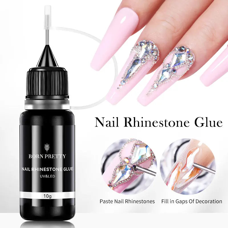 BORN PRETTY 10g Nail Rhinestone Glue - Transparent UV LED Gel Adhesive For Nail Art Crystal Decoration & DIY Manicure
