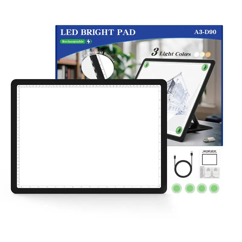 A3/A4 LED Light Drawing Board - Adjustable 6-Level Brightness Tracing Pad with Stand & Magnets for Architects