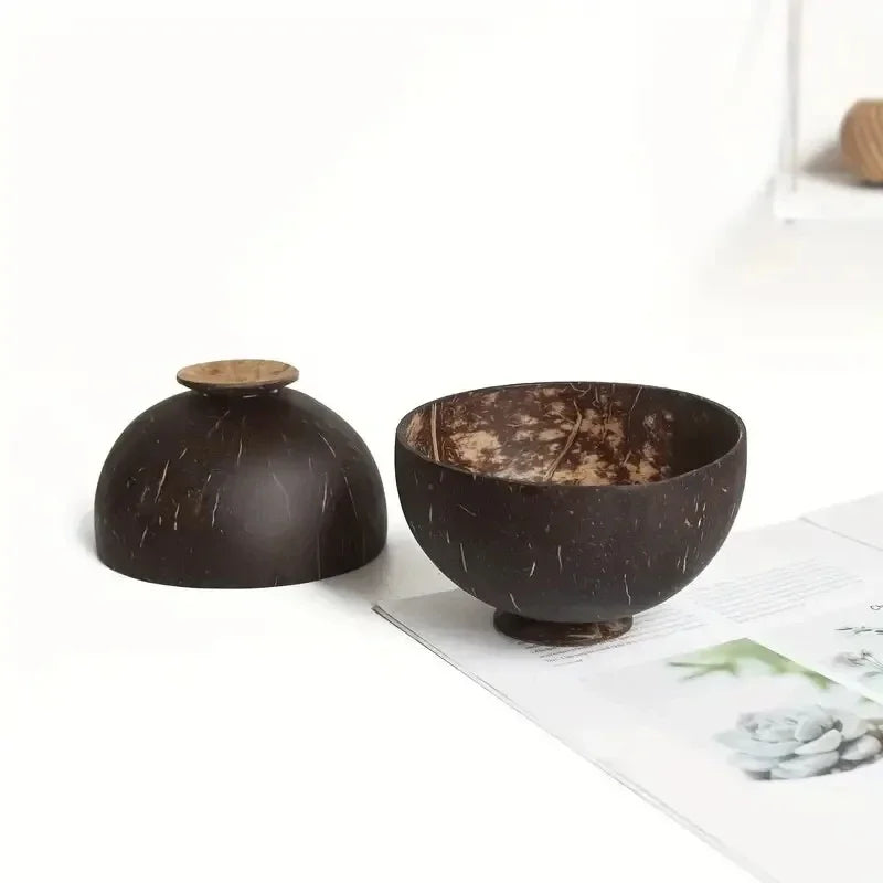 Natural Coconut Shell Bowl – Lightweight Fruit, Salad & Dessert Bowl Southeast Asia Tableware Set