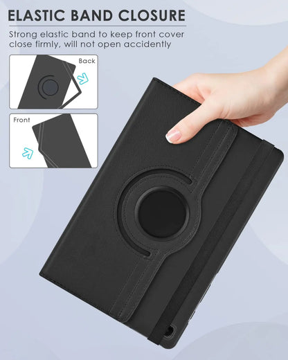 Samsung Galaxy Tab A9+ (11-inch) 2023 Case – PU Leather Cover with Sleep/Wake Function, 360° Rotating Stand & Protective Shell