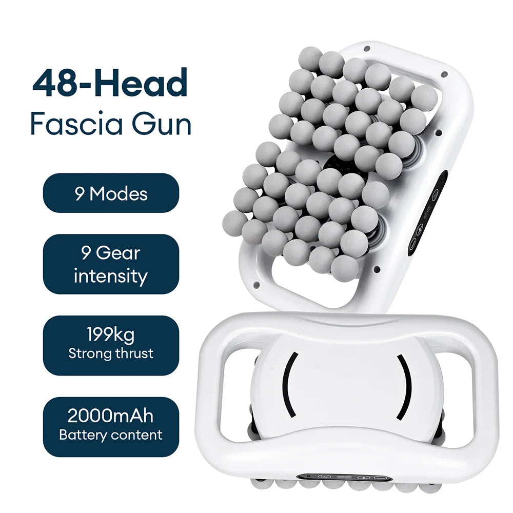 48-Head Body Massage Gun — High-Frequency Vibration Fascia Massager for Neck, Back, Waist, Thigh & Shoulder Muscle Relief