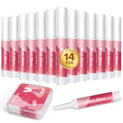 14PCS Nail Glue for Press-On Nails – Super Strong Acrylic Nail Glue, Long-Lasting for Salon Quality Results