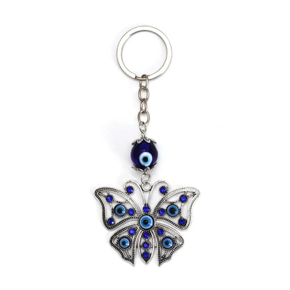 Lucky Eye Fatima Hand Keychain – Alloy Tree of Life Elephant Owl Blue Turkish Evil Eye Car Keyring Jewelry for Men & Women Gift