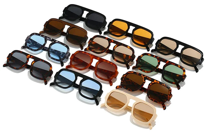 JNPCXI Retro Square Sunglasses – Fashion Gradient UV400 Shades for Men & Women, Punk Style
