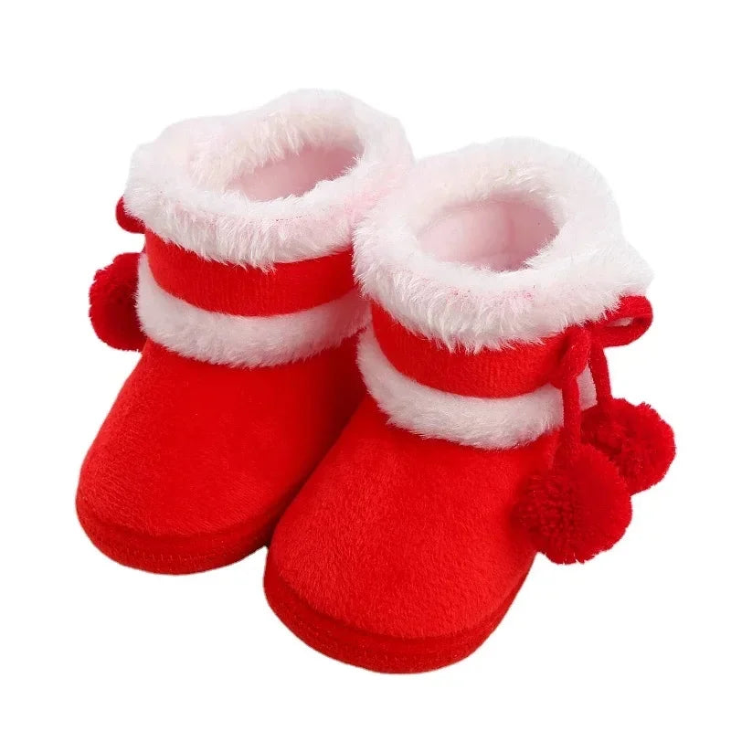 Newborn Baby Pompom Booties - Soft Warm Anti-Slip Shoes for Infants and Toddlers