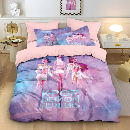 Anime Demon Hunters Zoey Mira Bedding Set – Duvet Cover for Kids, Teens & Adults, Single to King Size Gift