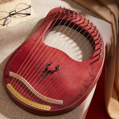 16/21/24-String Lyre Harp – Mahogany Wood Stringed Musical Instrument with Tuning Wrench & Spare Strings
