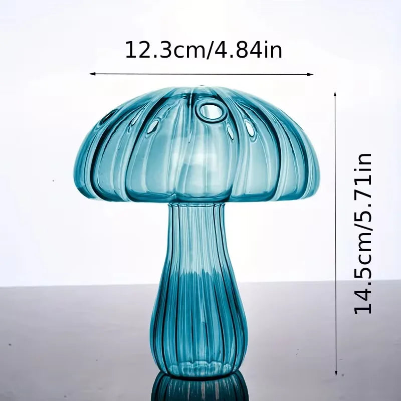 Colourful Mushroom Vase, Creative Hydroponic Transparent Glass Aromatherapy Vase, Living Room and Dining Room Desktop Art Decoration
