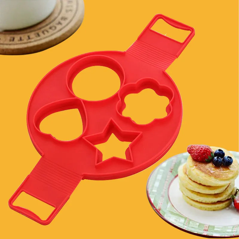 Nonstick Silicone Egg Pancake Ring - Perfect Pancake Maker Mold and Omelet Shaper for Kitchen Baking