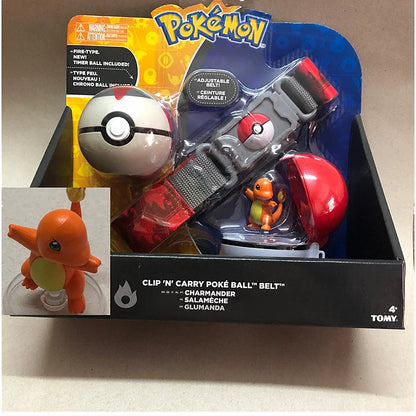 Pokémon Toy Belt Set — Poké Ball Battle Belt with Pikachu, Eevee, Charmander & Bulbasaur for Kids Gift
