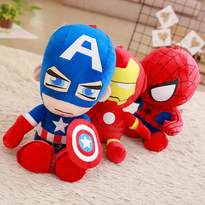 Big Cartoon Superhero Plushies — Captain America, Spider-Man & Iron Man Soft Stuffed Dolls for Kids Birthday Gifts