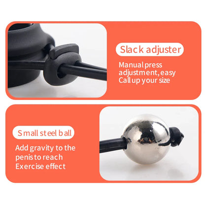 BDSM Male Penis Ring & Extender — Weight-Bearing Stretcher, Enlargement Device with Ball & Semen Lock, Adult Sex Toy for Men