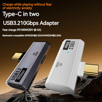 100W USB-C OTG Adapter – Type-C Converter for Fast Charging & 10Gbps Data Transfer, Compatible with Phone, Tablet, MacBook & Earphones