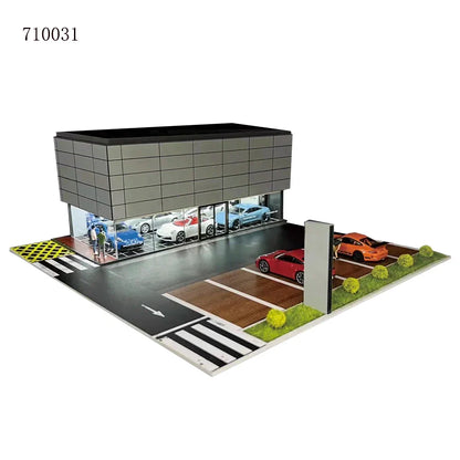 GFans 1:64 Scale Diorama Car Garage Model – LED Lighted Parking Lot DIY City Set for Collection & Display Gifts