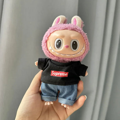 17cm Lovely Labubu Doll Clothes - First & Second Generation Supreme Clothing Set, Multi-Color Outfits