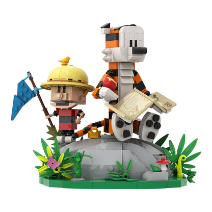 Gobricks MOC Calvin and Hobbes Building Block Set – Classic Comic Cartoon Tiger Model Toy Gift for Kids